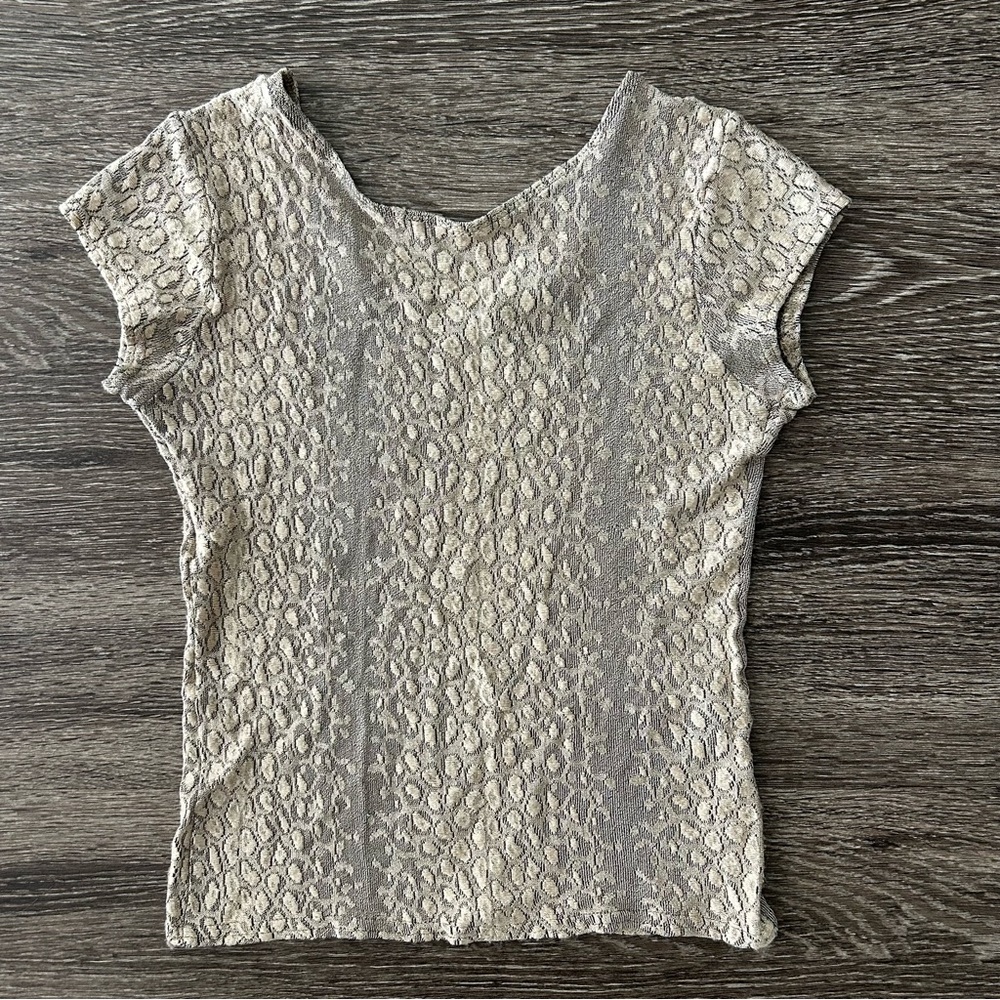 Vintage Carlisle Textured Animal Print Stretchy Top Size L Neutral 90s Bodycon